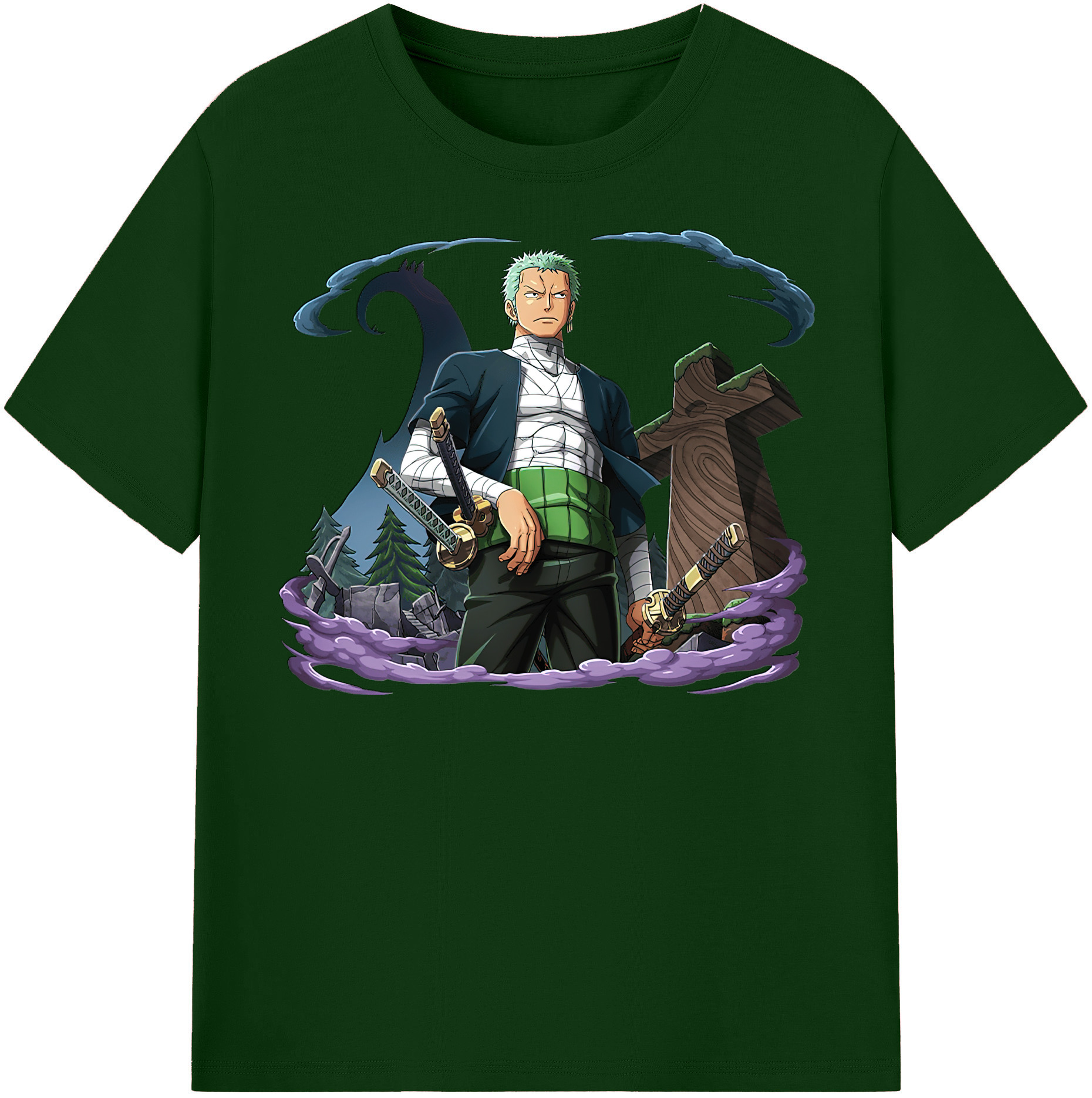 ワンピース ロロノア・ゾロ ONE PIECE Roronoa Zoro 綿100％半袖Tシャツ（フロントプリント）